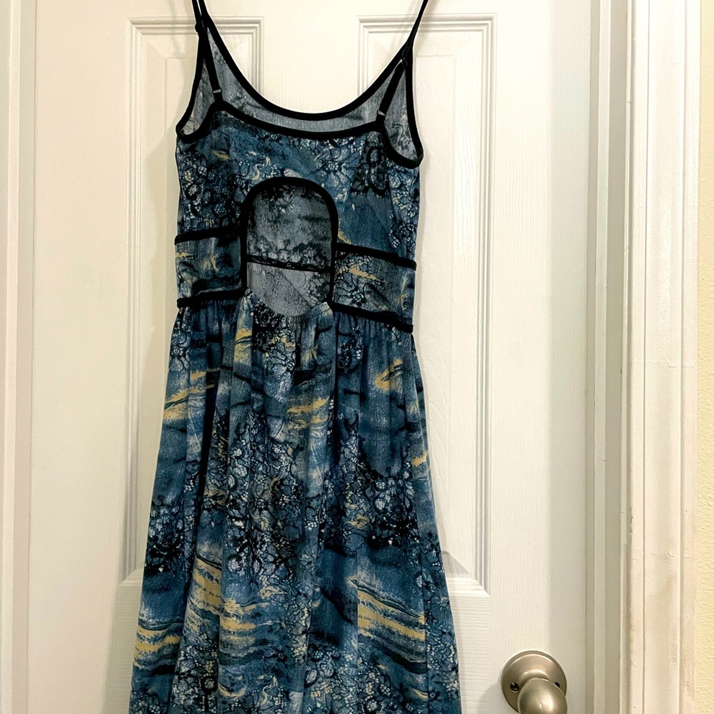 Blue black and yellow pattern mini dress, size small. From lovely girl